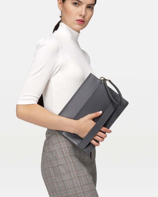  Modher 지갑 식물성 태닝 송아지 가죽과 스웨이드 가죽으로 만든 모던한 봉투형 클러치 - OTHER BRANDS