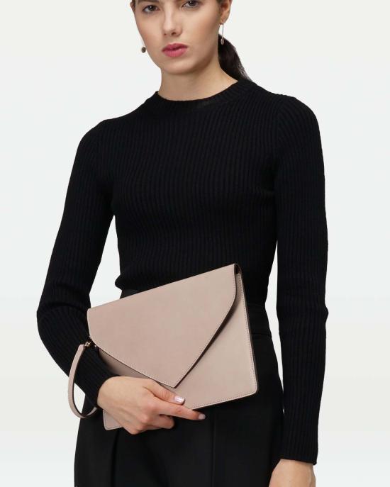  Modher 지갑 식물성 태닝 송아지 가죽과 스웨이드 가죽으로 만든 모던한 봉투형 클러치 - OTHER BRANDS