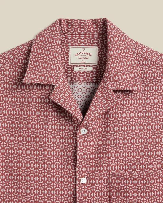  포르투기스플란넬 반팔 셔츠 포르투갈 플란넬 추상 타일  클레이 - PORTUGUESE FLANNEL