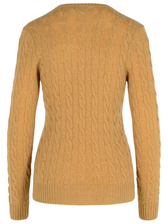 26FW 폴로 랄프로렌 포니 로고 자수 케이블 니트 v넥 스웨터 211971866002 Brown - POLO RALPH LAUREN