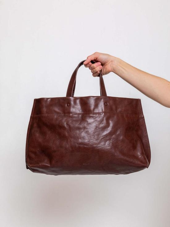  Lihann George 크로스백 리한 조지 엘리 크러쉬드 그레인 가죽 가방, 산화 처리된 갈색 - OTHER BRANDS