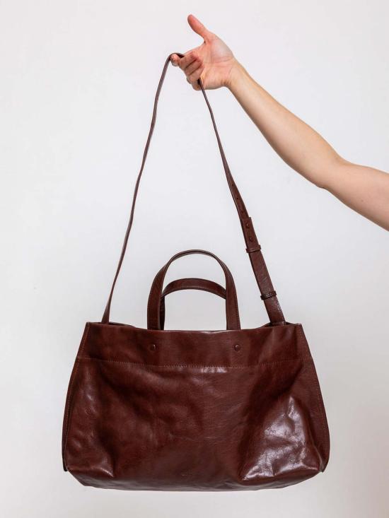  Lihann George 크로스백 리한 조지 엘리 크러쉬드 그레인 가죽 가방, 산화 처리된 갈색 - OTHER BRANDS