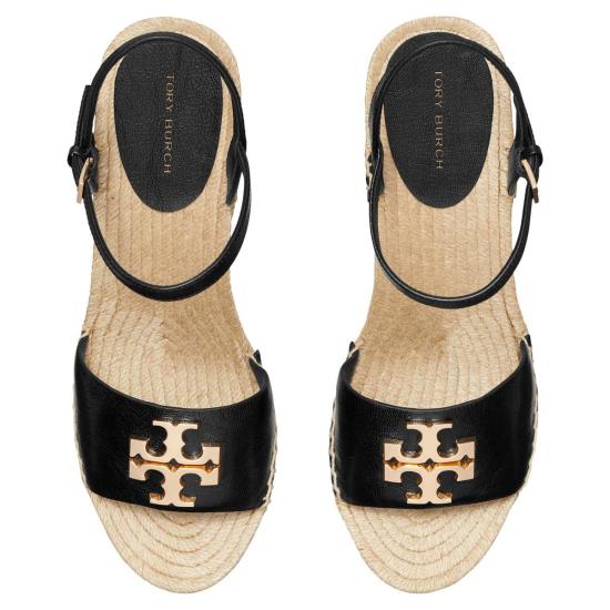  토리버치 샌들 토리 버치 엘리너 웨지 에스파드리유 퍼펙트 블랙/골드 - TORY BURCH