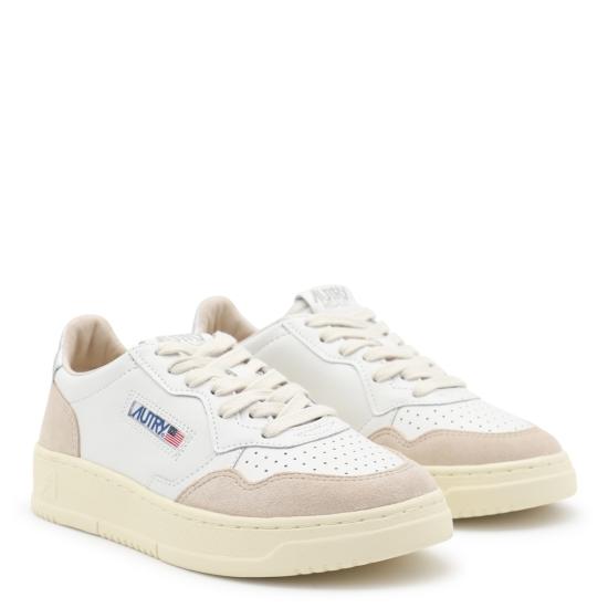 26FW 오트리 메달리스트 로우 레더 스니커즈 AULW LS74 LEAT SUEDE WHITE SILVER - AUTRY