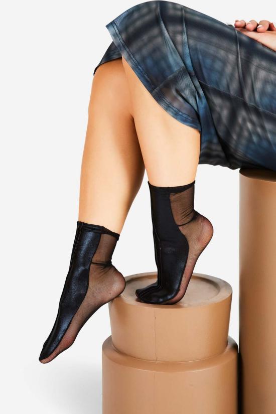  UNITED LEGWEAR 양말 유나이티드 레그웨어 라 브레아 하이 샤인 삭스 블랙 실버