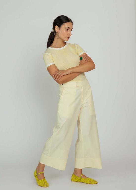  브라조 트리콧 스트레이트 팬츠 브라조 트리코 코튼 세일러 팬츠 레몬 드롭 - BRAZEAU TRICOT