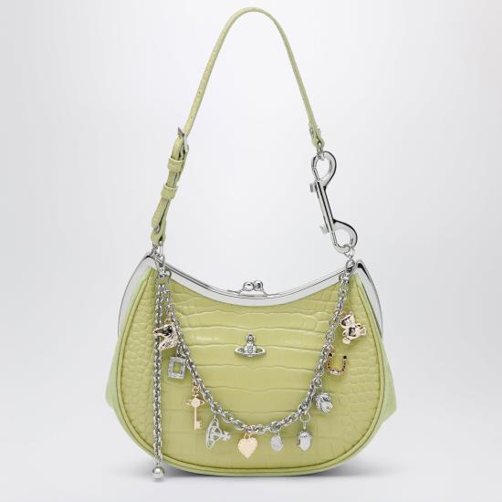26FW 비비안웨스트우드 카프스킨 스몰 로고 토트백 4B01000PWL0098 Green - VIVIENNE WESTWOOD
