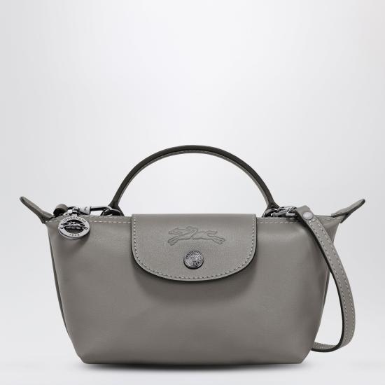 26FW 롱샴 르 플리아쥬 엑스트라 XS 레더 파우치 34205987 Grey
