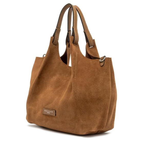  지아니 끼아리니 숄더백 Gianni Chiarini Dua 가죽 미니 버킷 백 카라멜 - GIANNI CHIARINI