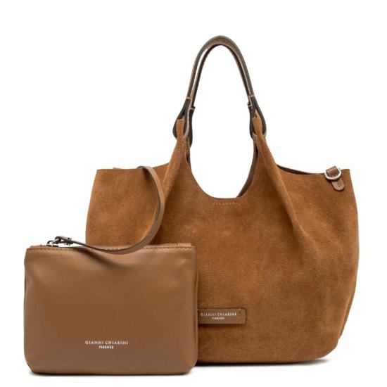  지아니 끼아리니 숄더백 Gianni Chiarini Dua 가죽 미니 버킷 백 카라멜 - GIANNI CHIARINI