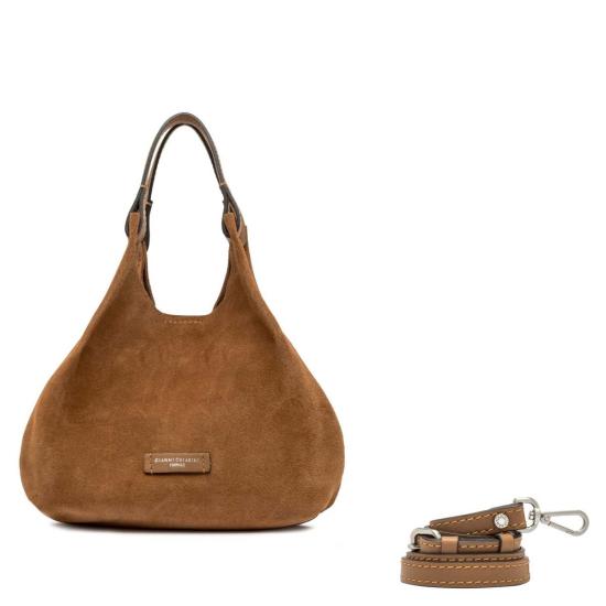  지아니 끼아리니 숄더백 Gianni Chiarini Dua 가죽 미니 버킷 백 카라멜 - GIANNI CHIARINI