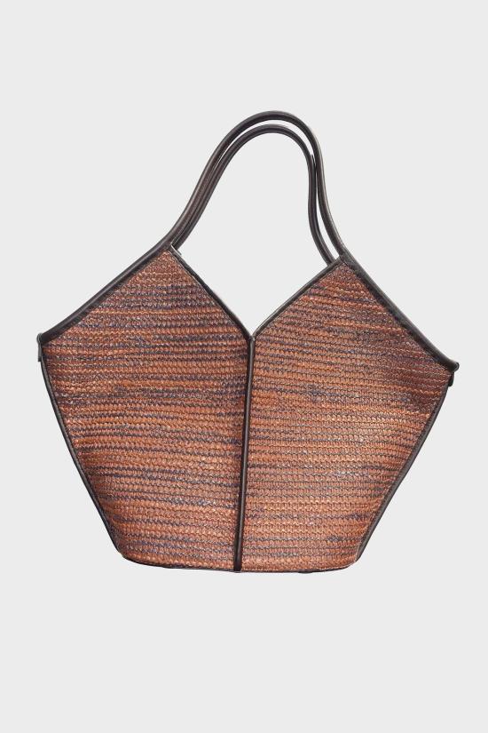  헤레우 토트백 Hereu Calella 바이컬러 라피아 백 Tan/Dark Brown
