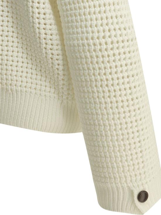 26SS 브루넬로 쿠치넬리 스웨터 면 브이넥 스웨터  화이트 - BRUNELLO CUCINELLI