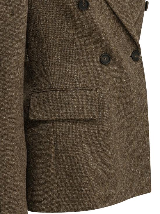 26FW 브루넬로 쿠치넬리 아우터 더블 브레스트 울 블레이저 재킷 및 코트 (브라운) - BRUNELLO CUCINELLI