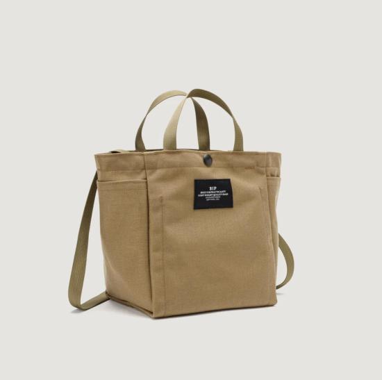  백스 인 프로그레스 토트백 Bags In Progress 소형 사이드 포켓 백 카키색 - BAGS IN PROGRESS