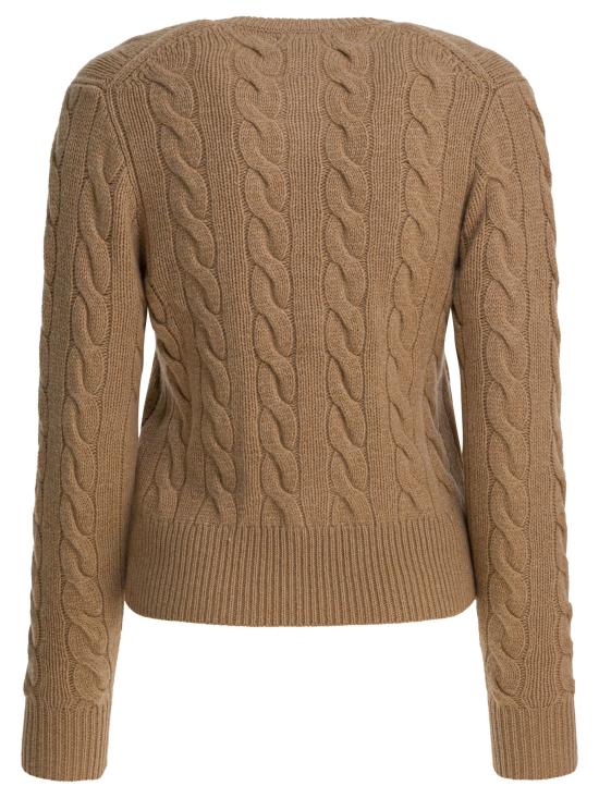26FW 폴로 랄프로렌 니트웨어 로고가 있는 울과 캐시미어 혼방 니트 가디건 (브라운) - POLO RALPH LAUREN