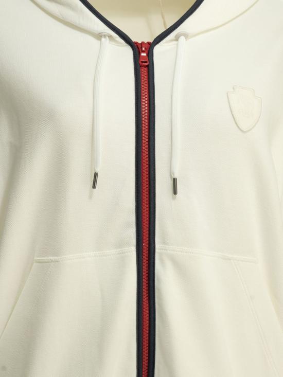 26SS 브루넬로 쿠치넬리 후드 티셔츠 로고가 있는 지퍼업 스웨트셔츠 (화이트) - BRUNELLO CUCINELLI