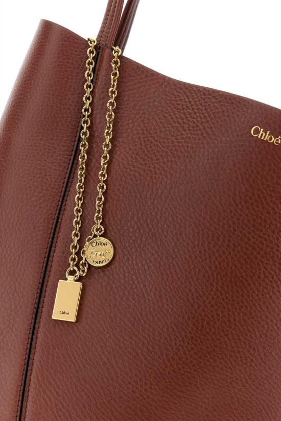 끌로에 토트백 카라멜 가죽 라지 스핀 쇼핑백 - CHLOE