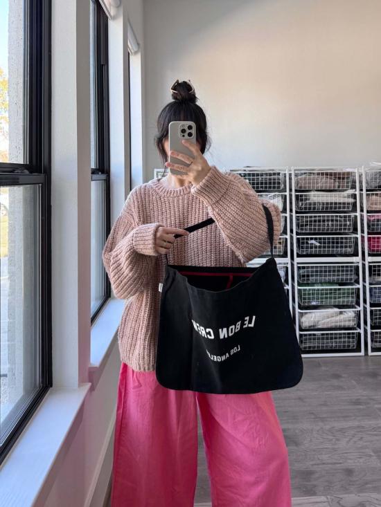  르 본 숍 토트백 르봉숍 르봉 크루 해피 캐리백 블랙 - Le Bon Shoppe