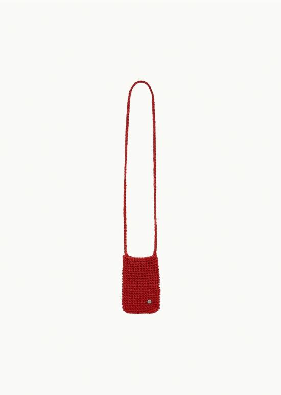  아모멘토 크로스백 미니 핸드메이드 가죽 그물 가방 - AMOMENTO