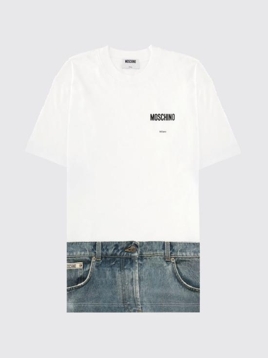 26SS 모스키노 반팔 티셔츠 07230541 1001 White - MOSCHINO