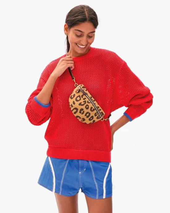  클레어 브이 숄더백 클레어 V. 쁘띠 패니 파블로 캣 스웨이드 패니 팩 - CLEARE V.