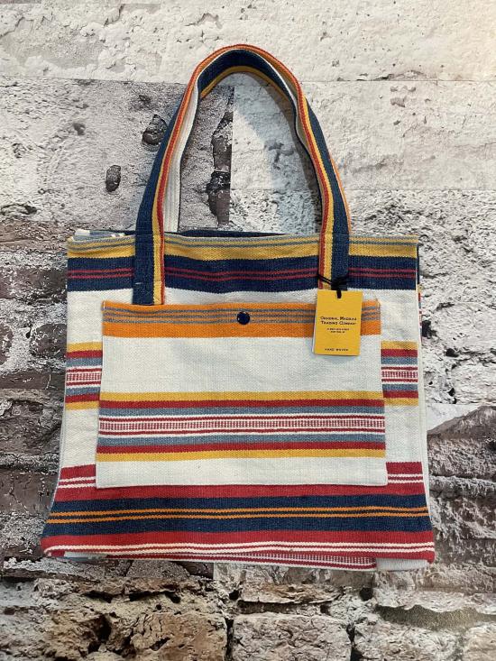  Originial Madras Trading Company 토트백 오리지널 마드라스 트레이딩 컴퍼니 매트 위브  (레드/화이트 멀티 스트라이프)