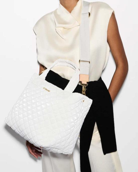  mz wallace 토트백 Mz Wallace Small Metro Tote Deluxe Chalk Liquid - MZ WALLACE