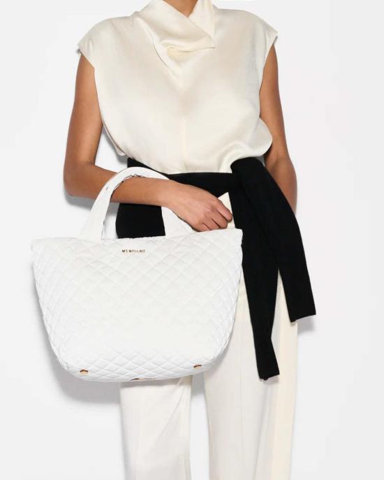  mz wallace 토트백 Mz Wallace Small Metro Tote Deluxe Chalk Liquid - MZ WALLACE