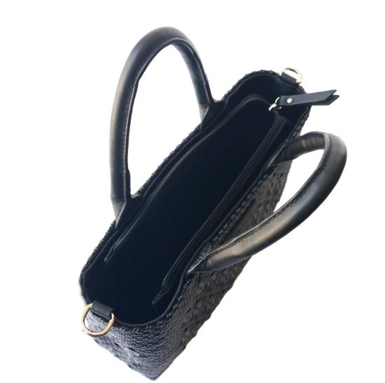  틴 마린 토트백 스몰 우븐 크로스바디 백 올 블랙 - TIN MARIN