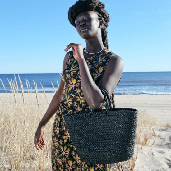  인디고 아프리카 토트백 브레이드 라피아 데이백 블랙 - INDEGO AFRICA
