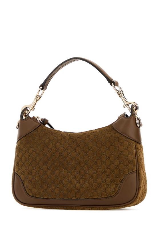  구찌 숄더백 브라운 스웨이드 핸드백 페퍼 브라운 - GUCCI