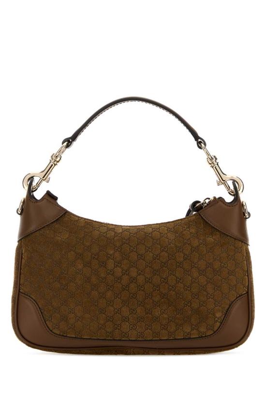  구찌 숄더백 브라운 스웨이드 핸드백 페퍼 브라운 - GUCCI