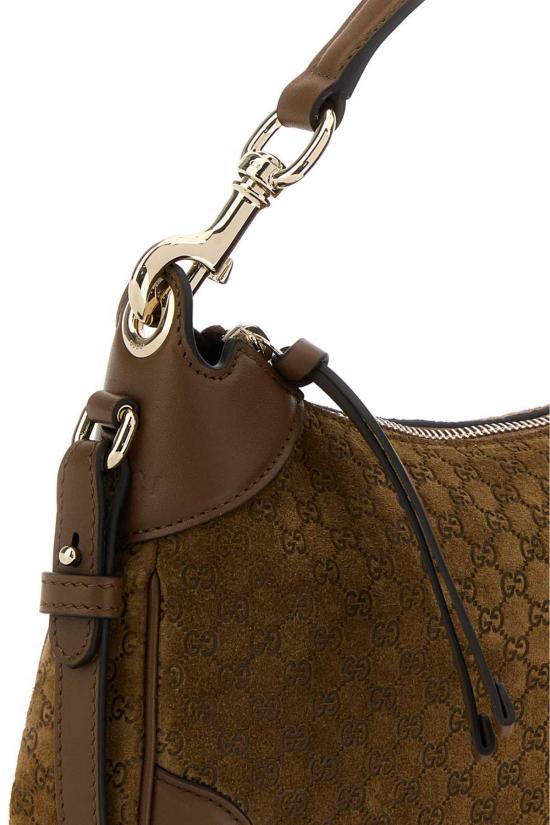  구찌 숄더백 브라운 스웨이드 핸드백 페퍼 브라운 - GUCCI
