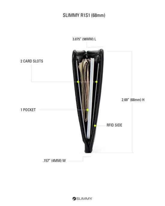  Slimmy 남성지갑 R1 S1 미니 1 포켓 2 슬롯 지갑 (68mm) 블랙 - OTHER BRANDS