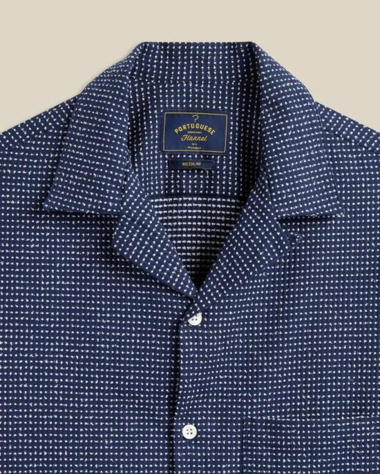  포르투기스플란넬 반팔 셔츠 포르투갈 플란넬 도트  네이비 - PORTUGUESE FLANNEL