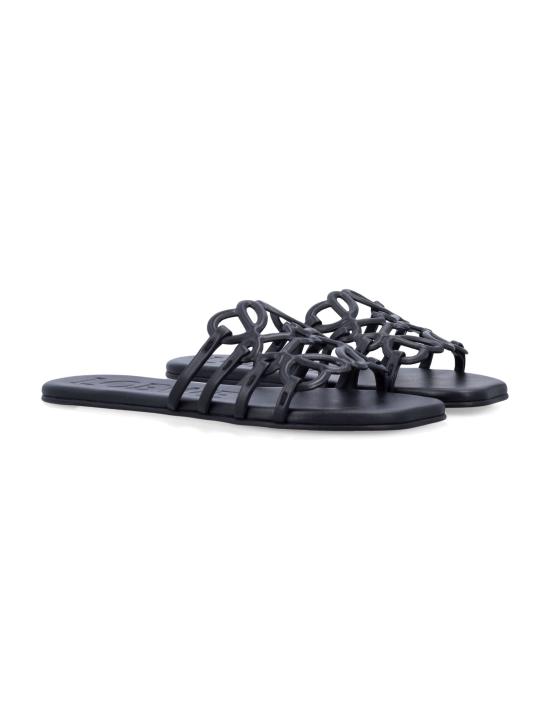 26FW 로에베 페탈 애너그램 소프트 카프스킨 슬라이드 LPEA465X06 1100 Nero - LOEWE