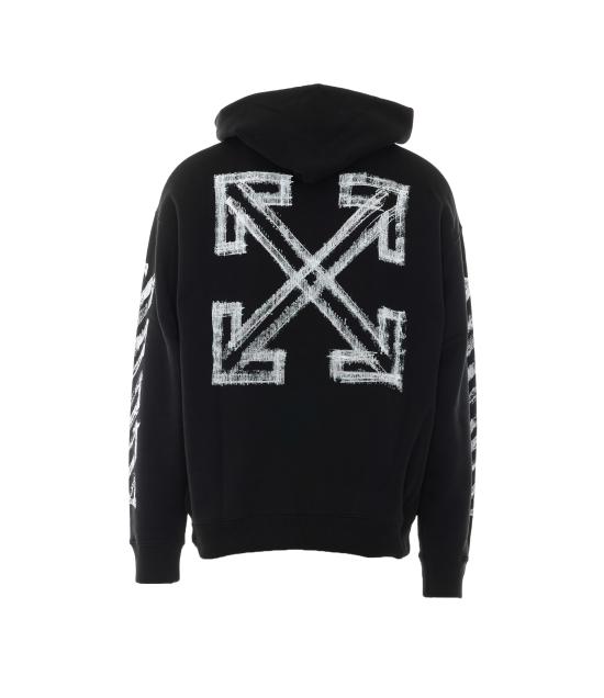 26FW 오프화이트 후드 티셔츠 OMBA054F26FLE007 001 Black - OFF WHITE