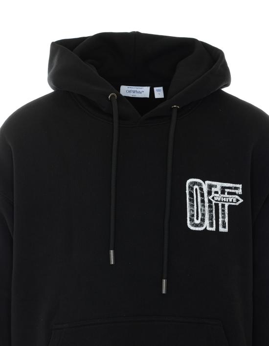 26FW 오프화이트 후드 티셔츠 OMBA054F26FLE007 001 Black - OFF WHITE