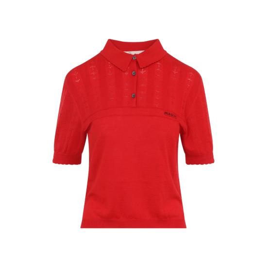 26FW 마르니 폴로 티셔츠 POMD0067EQ UFZ634 00R63 CRIMOSON - MARNI