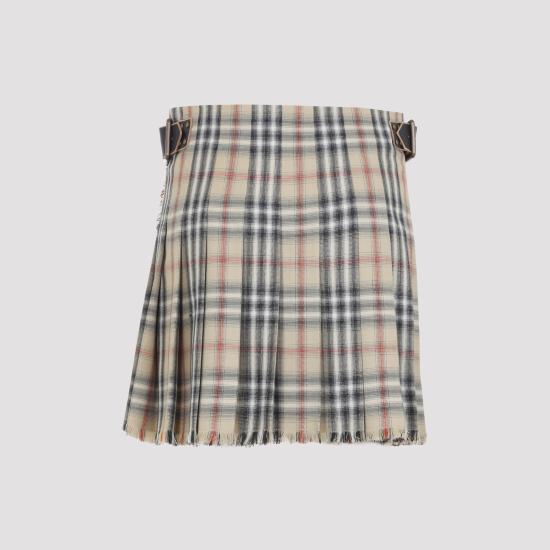 26SS 버버리 체크 울 미니 킬트 8118152 B9368 SAND IP CHECK - BURBERRY
