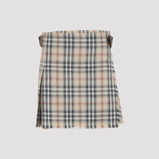 26SS 버버리 체크 울 미니 킬트 8118152 B9368 SAND IP CHECK - BURBERRY