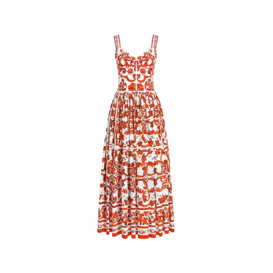26FW 돌체앤가바나 롱 원피스 F6TTHT GDDRL S9000 WHITE ORANGE