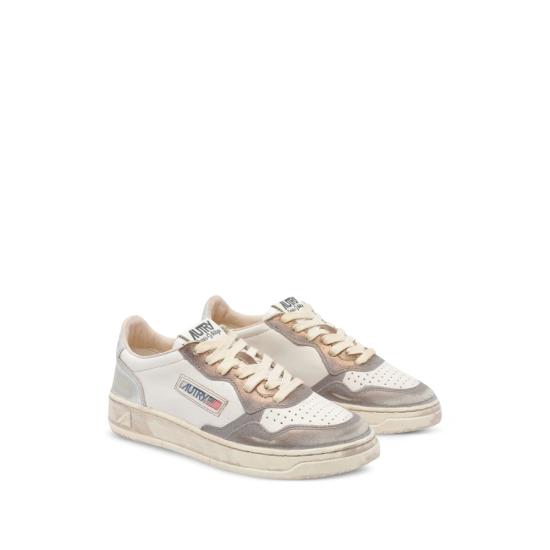 26FW 오트리 슈퍼 빈티지 메달리스트 로우 레더 스니커즈 AVLW MT08 GREY WHITE - AUTRY