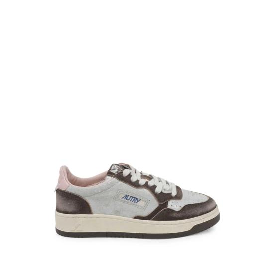 26FW 오트리 메달리스트 로우 레더 스니커즈 AULW YB02 SILVER BROWN