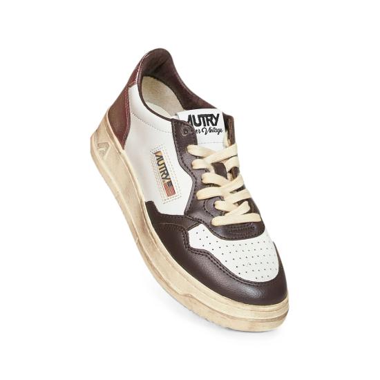26FW 오트리 슈퍼 빈티지 메달리스트 로우 레더 스니커즈 AVLW SV62 WHITE BROWN - AUTRY