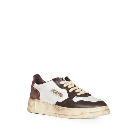 26FW 오트리 슈퍼 빈티지 메달리스트 로우 레더 스니커즈 AVLW SV62 WHITE BROWN - AUTRY