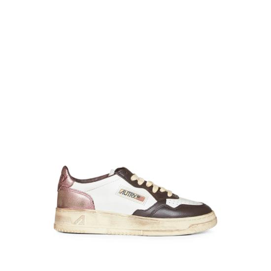 26FW 오트리 슈퍼 빈티지 메달리스트 로우 레더 스니커즈 AVLW SV62 WHITE BROWN