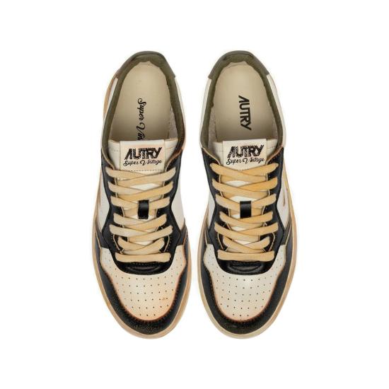 26FW 오트리 슈퍼 빈티지 메달리스트 로우 레더 스니커즈 AVLM SV06 WHITE BLACK - AUTRY