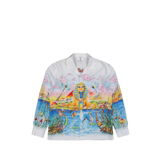 26FW 카사블랑카 긴팔 셔츠 PF26 SH 006 02 EGYPT WHITE BLUE